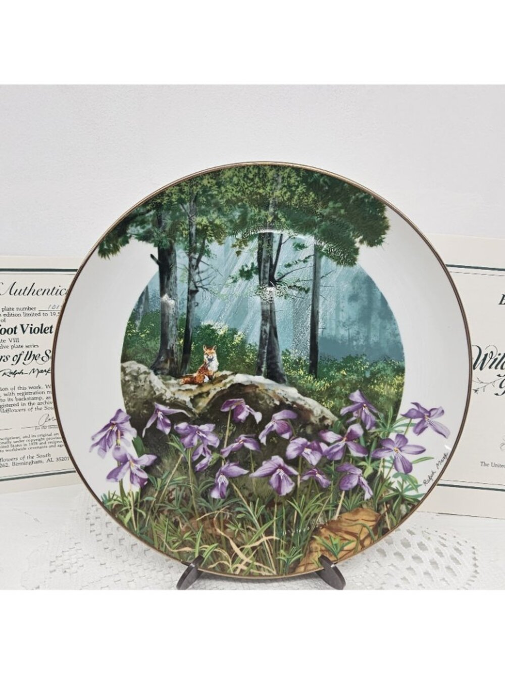 VTG Decorative Plate Royal Windsor Birdsfoot Violet Wildflowers of the South Gol